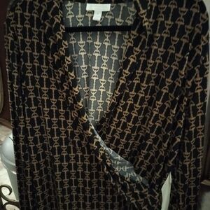 Charter Club Black and Gold Patterned Dress